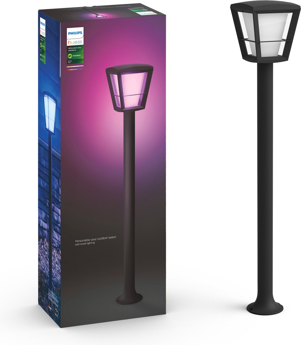 Philips hue econic sokkellamp - wit en gekleurd licht - zwart - hoog