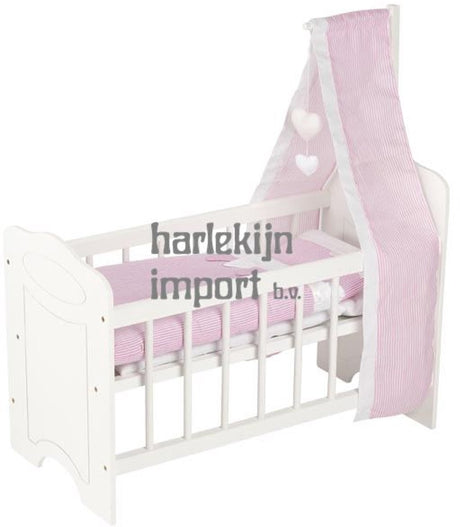 Goki poppenbed - poppenwieg - met beddegoed en baldakijn - 63,4x31,5x67 cm - 3 jaar