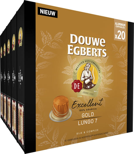 Douwe egberts excellent gold lungo koffiecups - intensiteit 5 9 - 10 x 20 capsules
