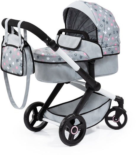 Bayer design - combi poppenwagen xeo, tas, grijs, roze, sterren