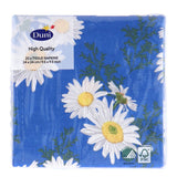 Duni servetten daisy blue 24x24 cm | 12 stuks