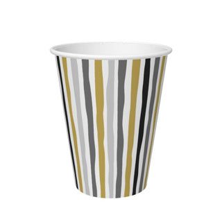 Duni bekers stripes black gold 24 cl 10 stuks | 5 stuks