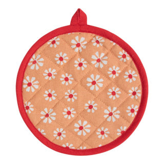 Daisy flowers pannenlap onderzetter rond oranje 20 cm | 3 stuks
