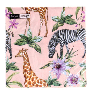Servetten zebras girafes 33x33 cm | 12 stuks