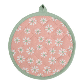 Daisy flowers pannenlap onderzetter rond roze 20cm | 3 stuks