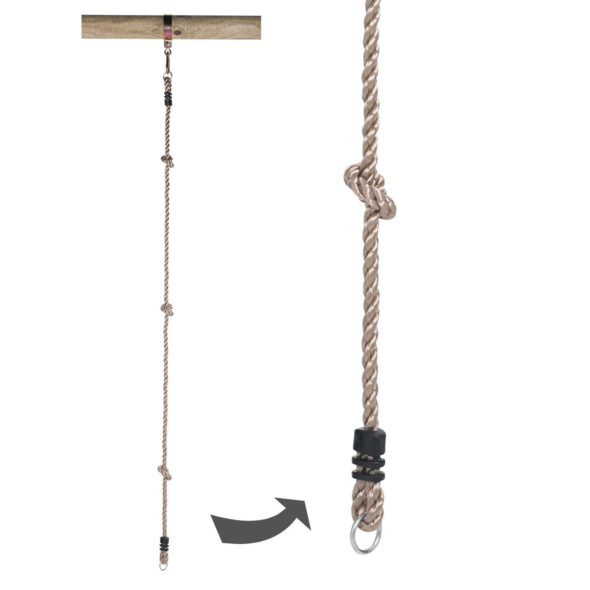 Swingking klimtouw met 2 ringen, 190cm