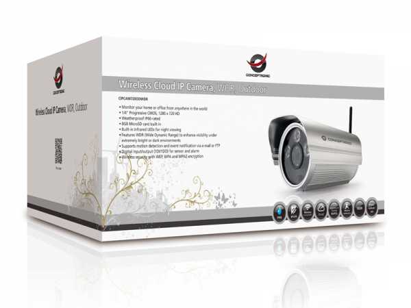 Conceptronic cipcam720odwdr wireless network cloud outdoor camera, rj45, 1.3mp, f=3.6mm,f=2.0, wdr