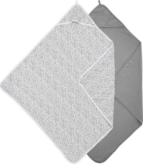 Meyco baby cheetah uni badcape - 2-pack - grey - 80x80cm