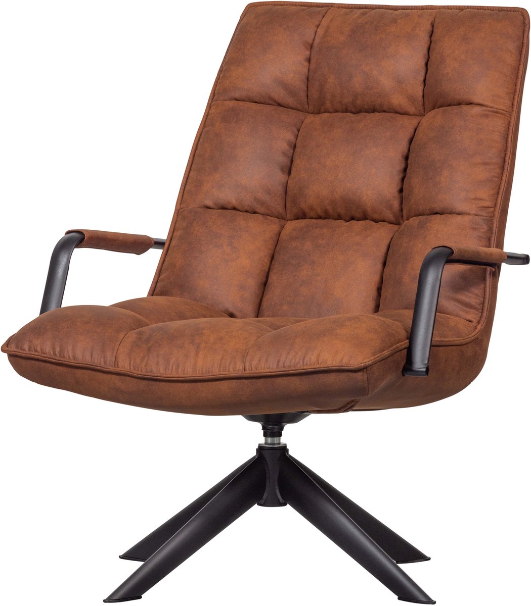 Woood jouke draaifauteuil - kunstleer - cognac - 96x70x85