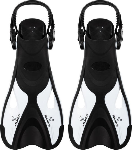 Atlantis dolphin - flippers - zwemvliezen - verstelbare hielstrap - voor zwemmen snorkelen - kinderen - zwart wit - 30-36