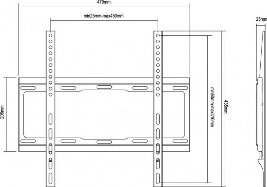 Equip 650310 fixed tv wall mount bracket [1x, 40kg, 32- 55 , 200x200 mm, 400x400 mm, black]