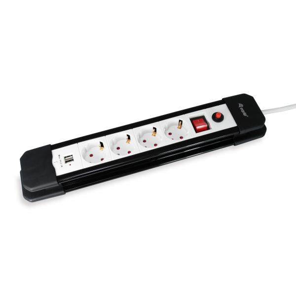 Equip equip 245553 4-outlet strip with 2x usb, 4x outlet(s) indoor, type f, 1.5 mm², 1.5 m