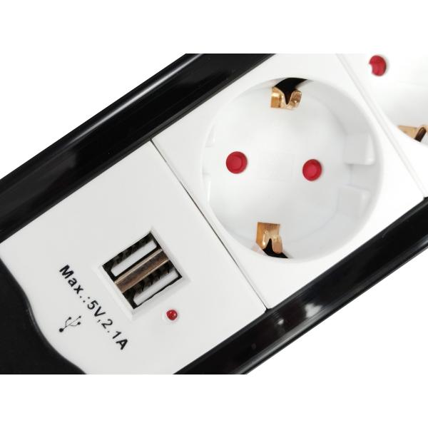 Equip equip 245553 4-outlet strip with 2x usb, 4x outlet(s) indoor, type f, 1.5 mm², 1.5 m