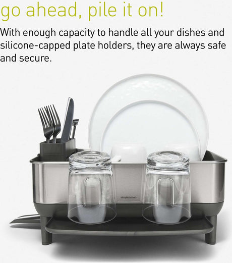 Simplehuman - afdruiprek compact met stalen frame - zilver - roestvast staal