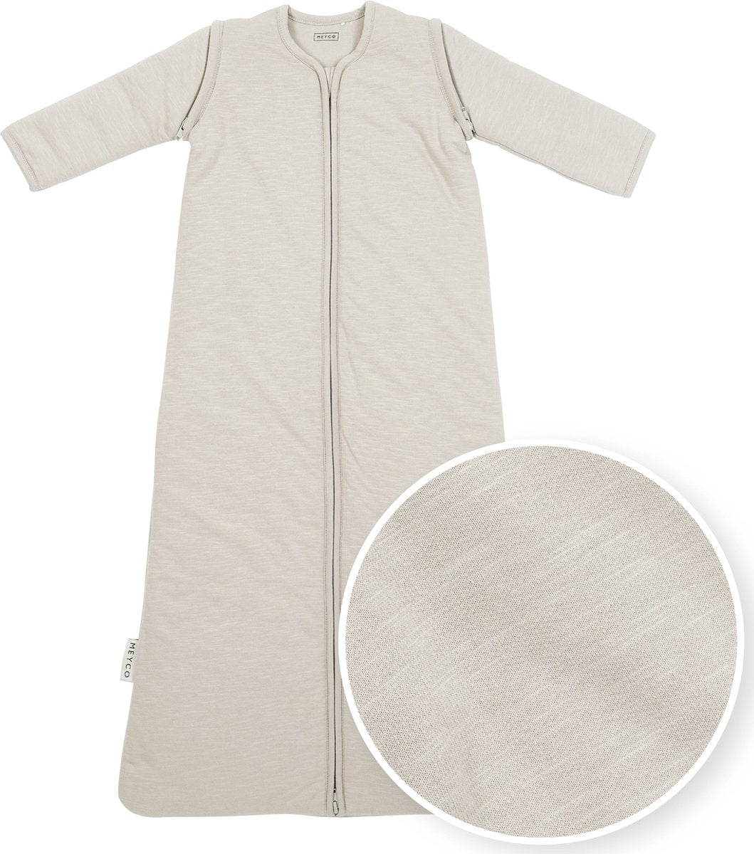 Meyco baby slub baby slaapzak met afritsbare mouwen - greige - 110cm - 2.5 tog