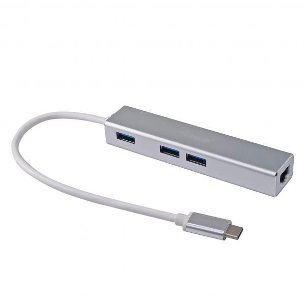 Equip equip 133481 usb-c to 3-port usb 3.0 hub with gigabit adapter