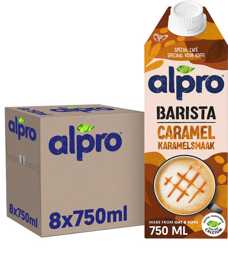 Alpro barista caramel - plantaardige melk - geschikt voor koffie - lactosevrij - 8 x 750 ml