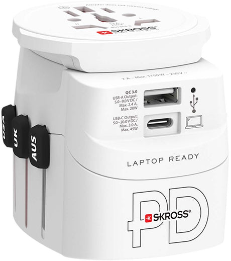 Skross 1.302474 reisstekker pro light usb ac45pd world