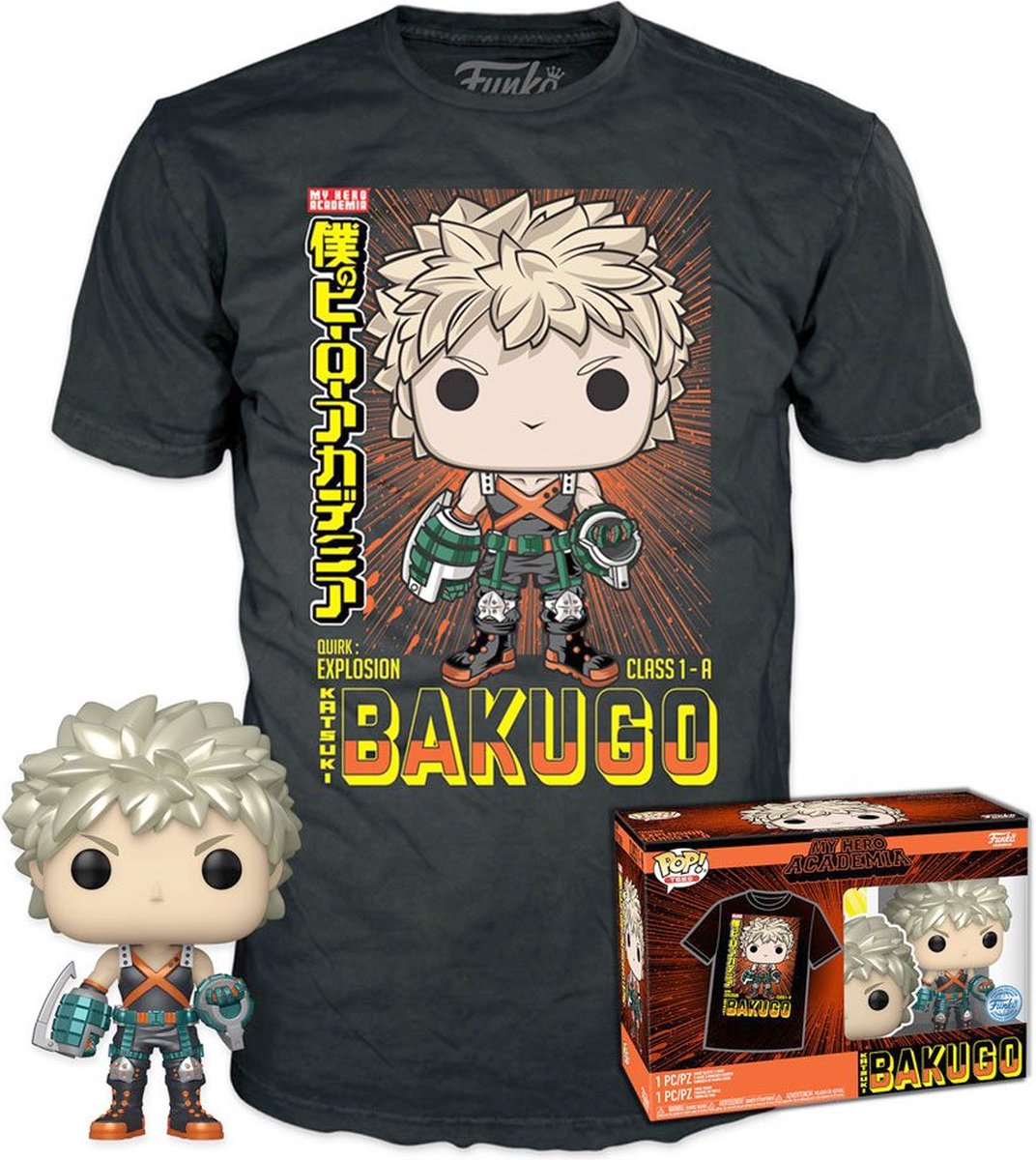Funko my hero academia verzamelfiguur tshirt set -m- pop! tee box katsuki zwart