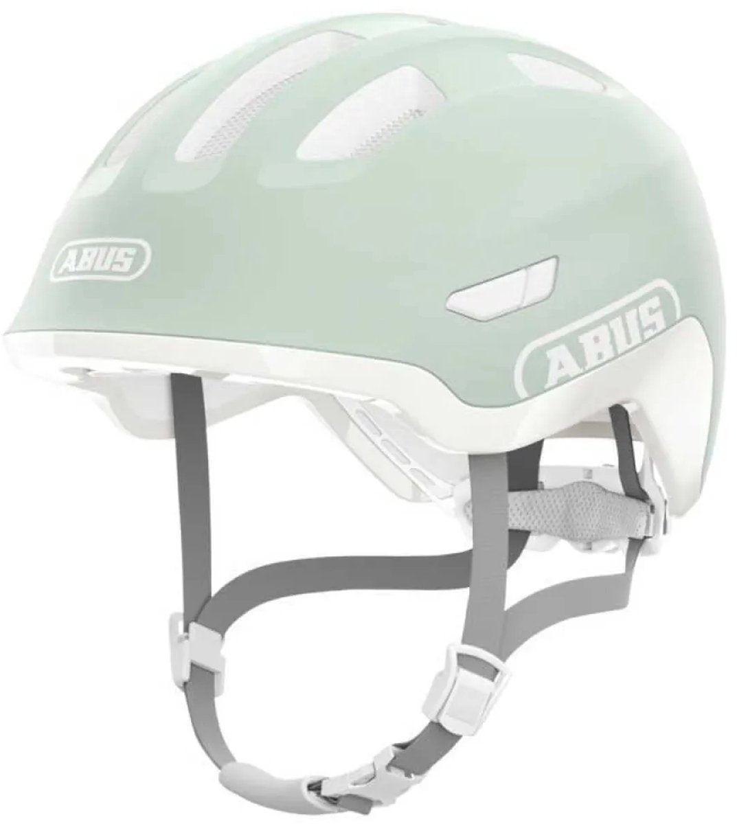 Abus kinderhelm smiley 3.0 ace led - fietshelm met licht - diepe pasvorm ruimte voor een vlecht - voor meisjes en jongens - pure mint, maat s