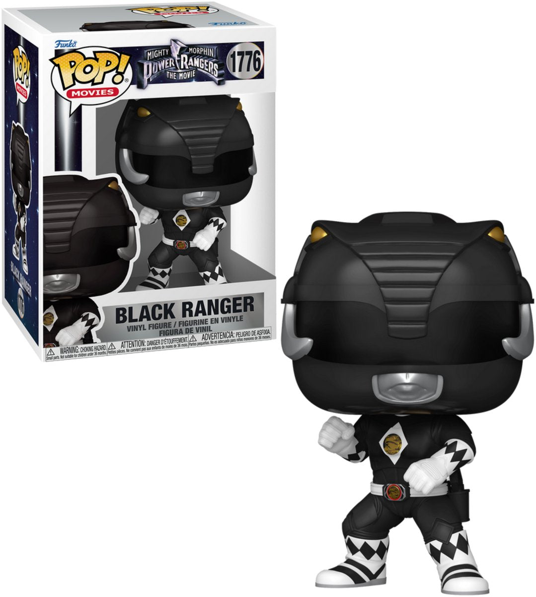 Funko mighty morphin power rangers: the movie pop! movies vinyl figuur black ranger 9 cm pop! figuur