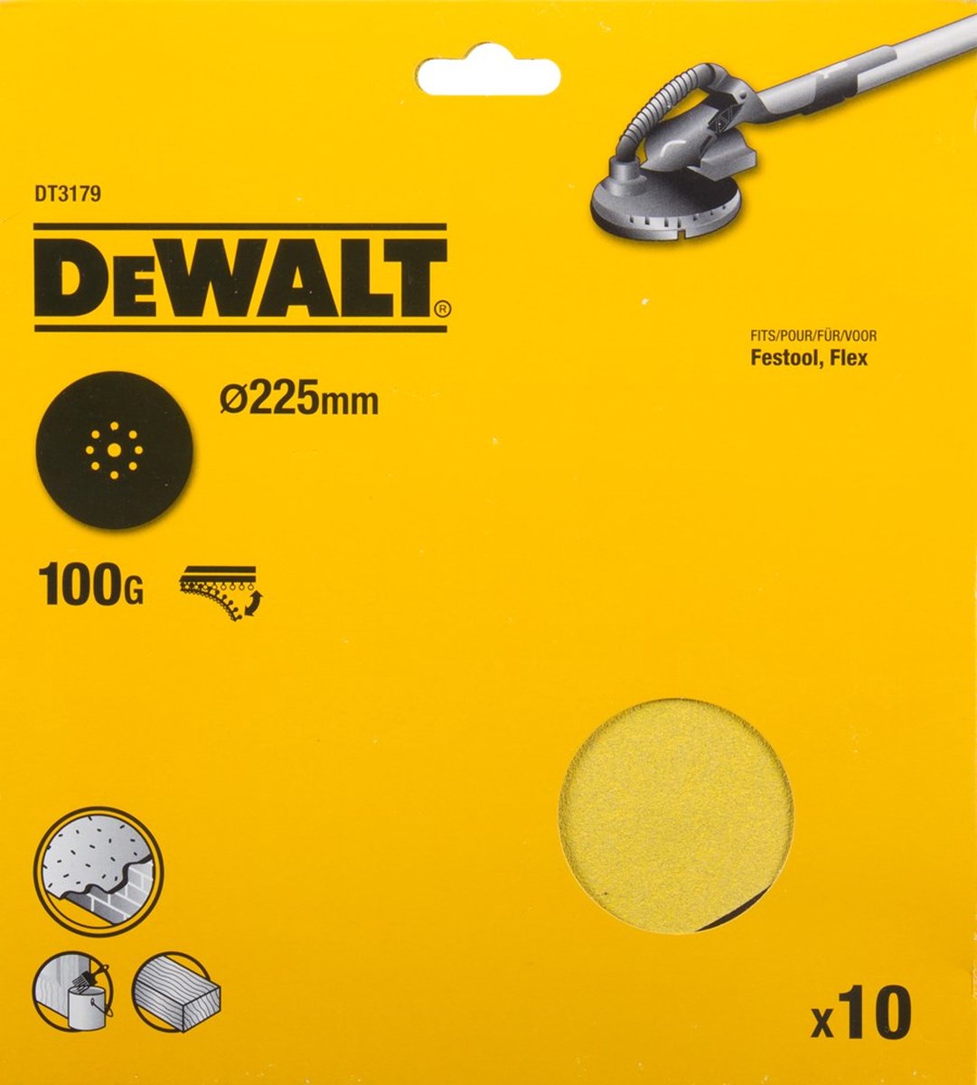 Dewalt dt3179-qz - schuurschijven - k100 - 225mm - 9 gaten