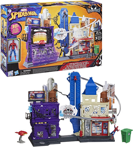 Marvel spider-man venomversus web slinging city, speelset voor kinderen, leeftijd 4+