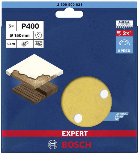 Bosch accessories expert c470 2608900821 excenterschuurpapier geperforeerd (ø) 150 mm 5 stuk(s)
