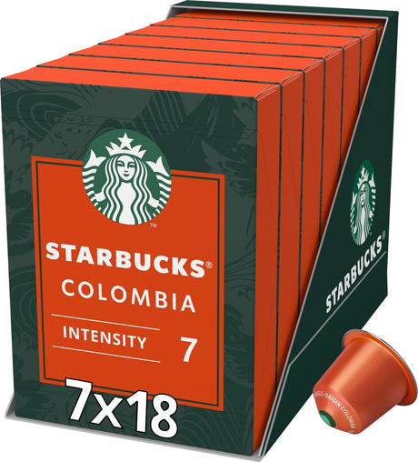 Starbucks by nespresso capsules colombia - 7 doosjes x 18 koffiecups - voordeelverpakking