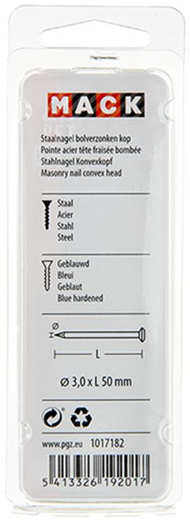 Mack 1017182 - staalnagel bvk staal geblauwd 45 gr 3,0 x 50 mm | 10 stuks