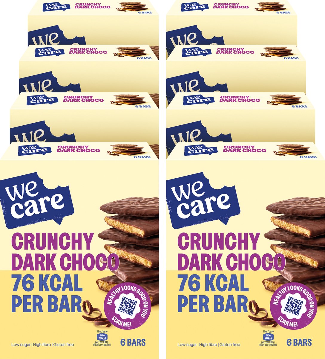 Wecare lower carb - bars - crunchy dark choco 8 x 102 gr