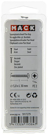 Mack 1017279 - spaanplaatschroef cylkop geelverz.15 st 5,0 x 30 mm | 10 stuks