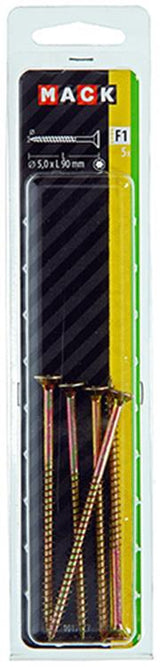 Mack 1017317 - spaanplschr.vzkop-zelfb. geelverz. 5 st 5,0 x 90 mm | 5 stuks
