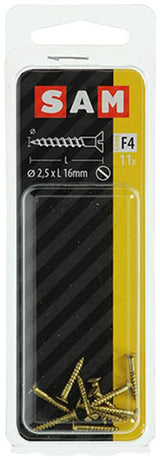 Mack 1019646 - houtschroef verzonken kop messing 11st 2,5 x 16 mm | 10 stuks