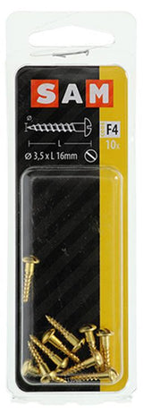 Mack 1019661 - houtschroef bolkop messing 10 st 3,5 x 16 mm | 10 stuks