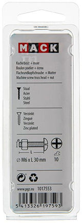 Mack 1017553 - kachelbout + moer staal verzinkt 8 st m6 x 30 mm | 5 stuks