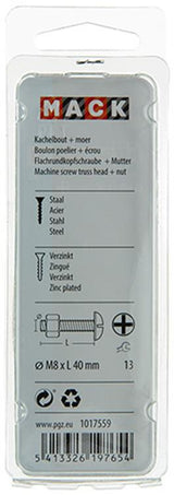 Mack 1017559 - kachelbout + moer staal verzinkt 5 st m8 x 40 mm | 5 stuks