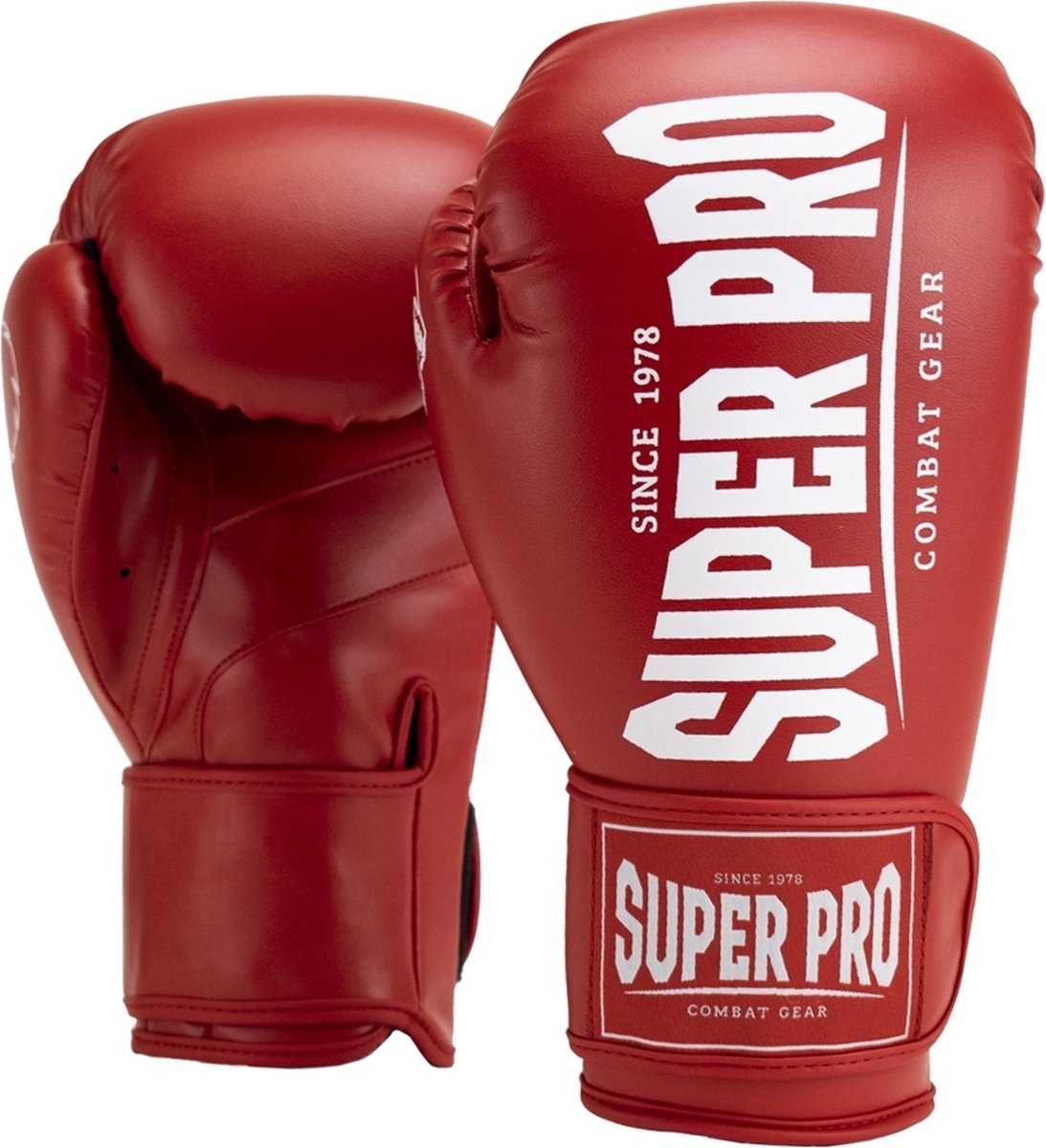 Super pro combat gear champ (kick)bokshandschoenen rood wit 10oz