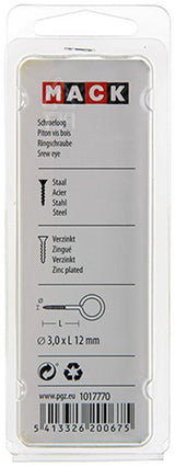 Mack 1017770 - schroefoog staal verzinkt 15st 3,0 x 12 mm | 10 stuks