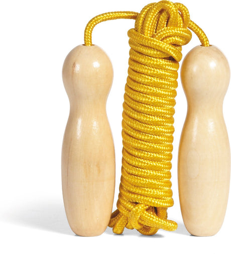 Bs toys springtouw geel met houten handvatten