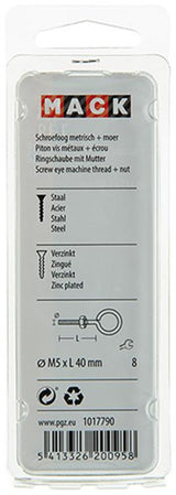Mack 1017790 - schroefoog metrisch + moer verzinkt 4 st m5 x 40 mm | 10 stuks