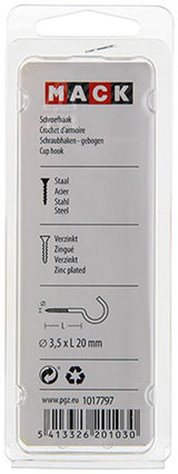 Mack 1017797 - schroefhaak staal verzinkt 10st 3,5 x 20 mm | 10 stuks