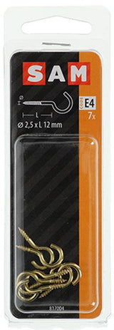 Mack 1019696 - schroefhaak messing 7 st 2,5 x 12mm | 10 stuks