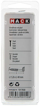 Mack 1017830 - schroefduim met gleuf staal verz. 5 st 5,0 x 40 mm | 10 stuks