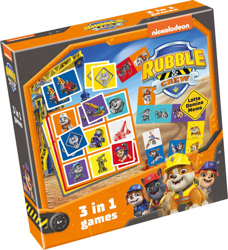 Tactic paw patrol rubble crew 3-in-1 spellenverzameling – kaartspel – lotto – domino – memo – kinderspel vanaf 4 jaar