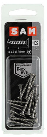 Mack 1019735 - spaanplaatschroef vz kop rvs 16 st 3,5 x 30 mm | 10 stuks