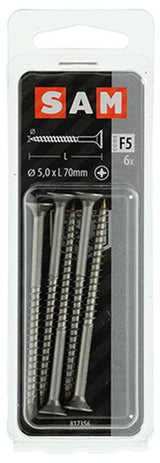 Mack 1019757 - spaanplaatschroef vz kop rvs 6 st 5,0 x 70 mm | 10 stuks