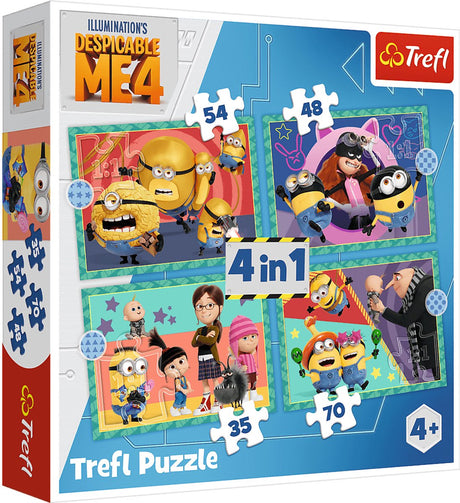 Trefl legpuzzel minions 4in1 - despicable me 4 karton puzzel.