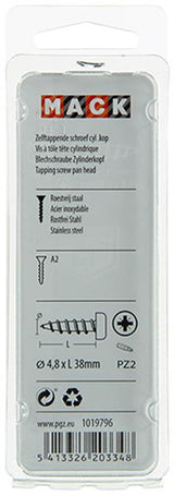 Mack 1019796 - zelftappende schroef cyl.kop a2 6 st 4,8 x 38 mm | 10 stuks