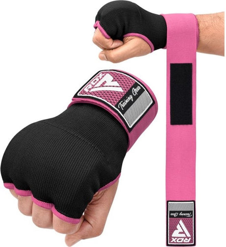 Rdx sports is2 - inner gloves - binnenhandschoenen - katoenen handschoen en halfverband - met bandage - kleur: roze - maat: s